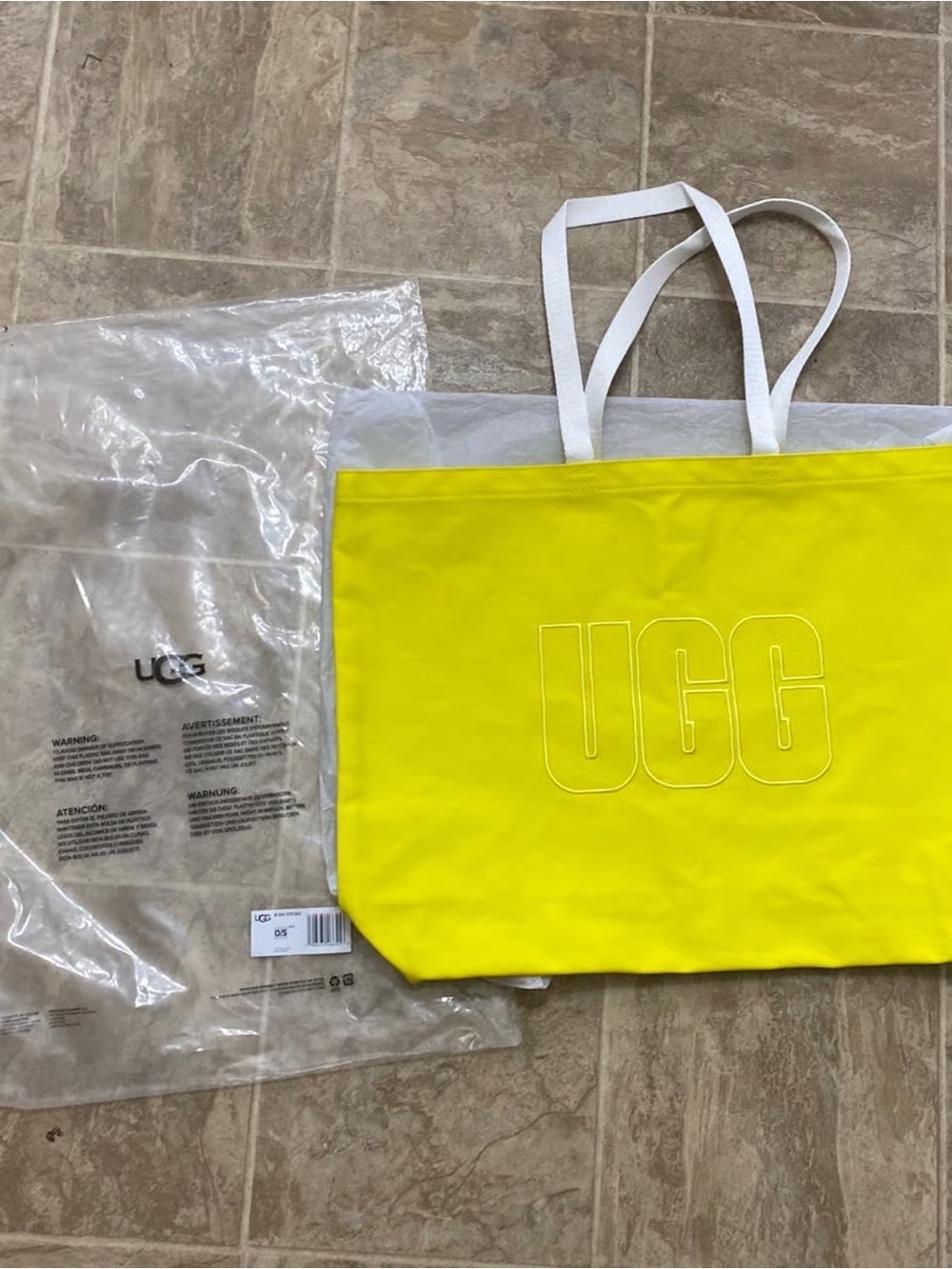 UGG Bright Yellow Tote with White Handles